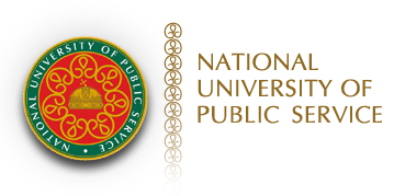 Logo NUPS (National University of Publick Service) Węgry